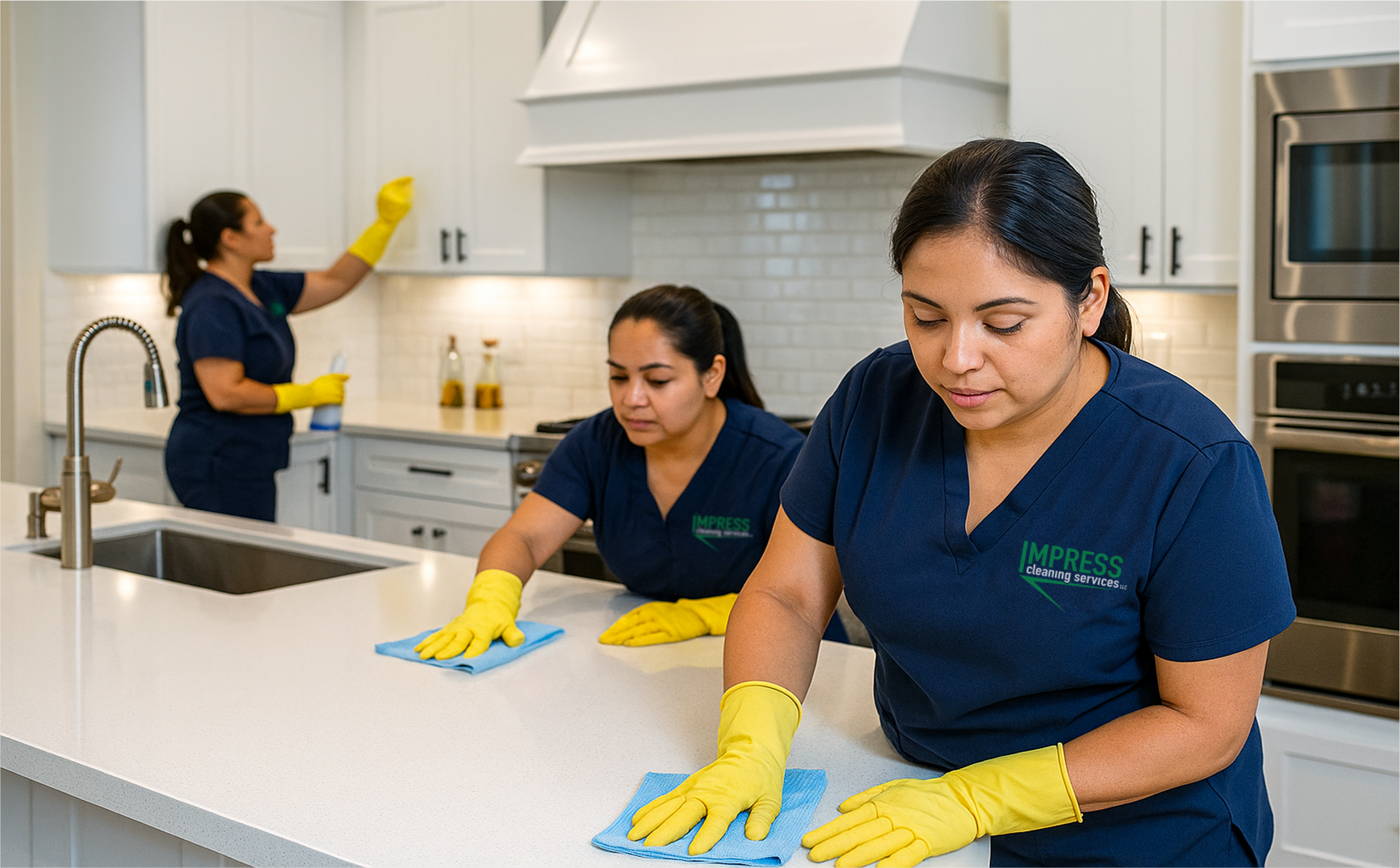 Professional cleaning team at work